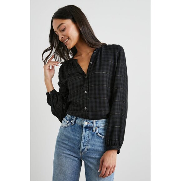 Rails Eloise‎ Long Sleeve Top in Onyx Lurex Size S - Picture 2 of 14